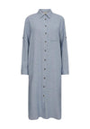 Freequent Lava Striped Linen Midi Shirt Dress, Blue