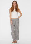Freequent Lava Striped Linen Ankle Trousers, Black & Off White