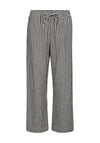 Freequent Lava Striped Linen Ankle Trousers, Black & Off White