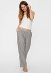 Freequent Lava Striped Linen Ankle Trousers, Black & Off White