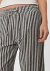Freequent Lava Striped Linen Ankle Trousers, Black & Off White