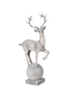 Frosted Grey Prancing Reindeer Ornament