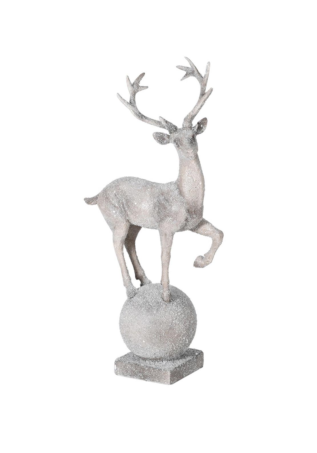 Frosted Grey Prancing Reindeer Ornament