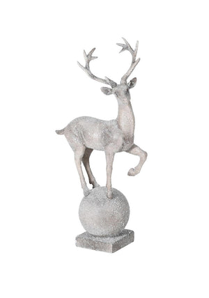 Frosted Grey Prancing Reindeer Ornament