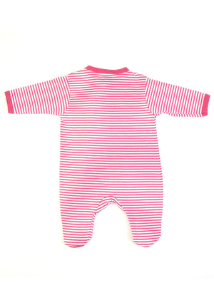 FS Baby Girl Dino Stripe Babygrow, Pink