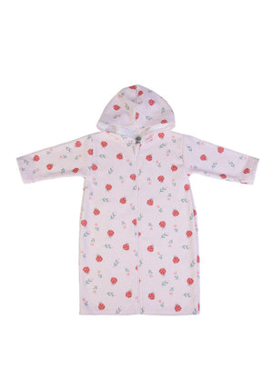 FS Baby Girl Ladybug Long Sleeve Hooded Towel, Pink