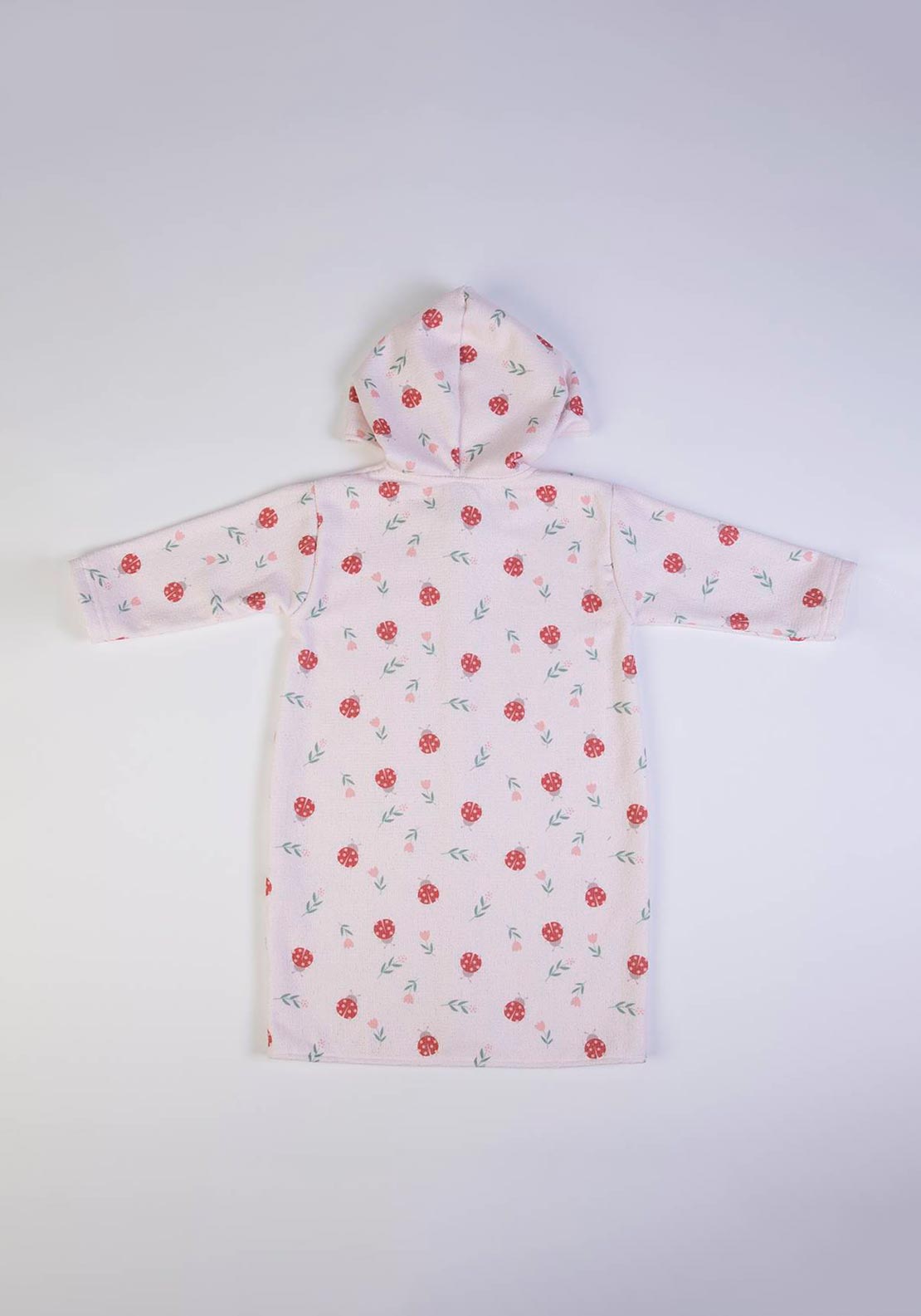 FS Baby Girl Ladybug Long Sleeve Hooded Towel, Pink