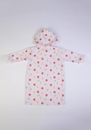 FS Baby Girl Ladybug Long Sleeve Hooded Towel, Pink