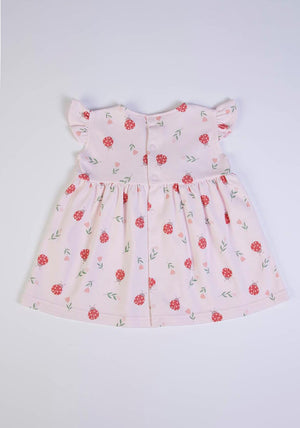 FS Baby Girl Ladybug Cap Sleeve Dress, Pink