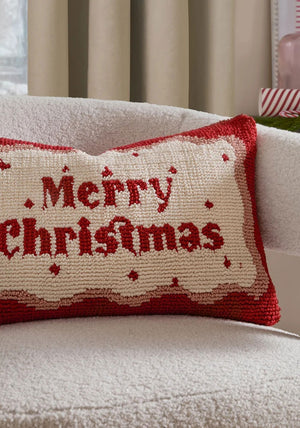 CANDY MERRY CHRISTMAS 30 X 50 CUSHION RED WHITE