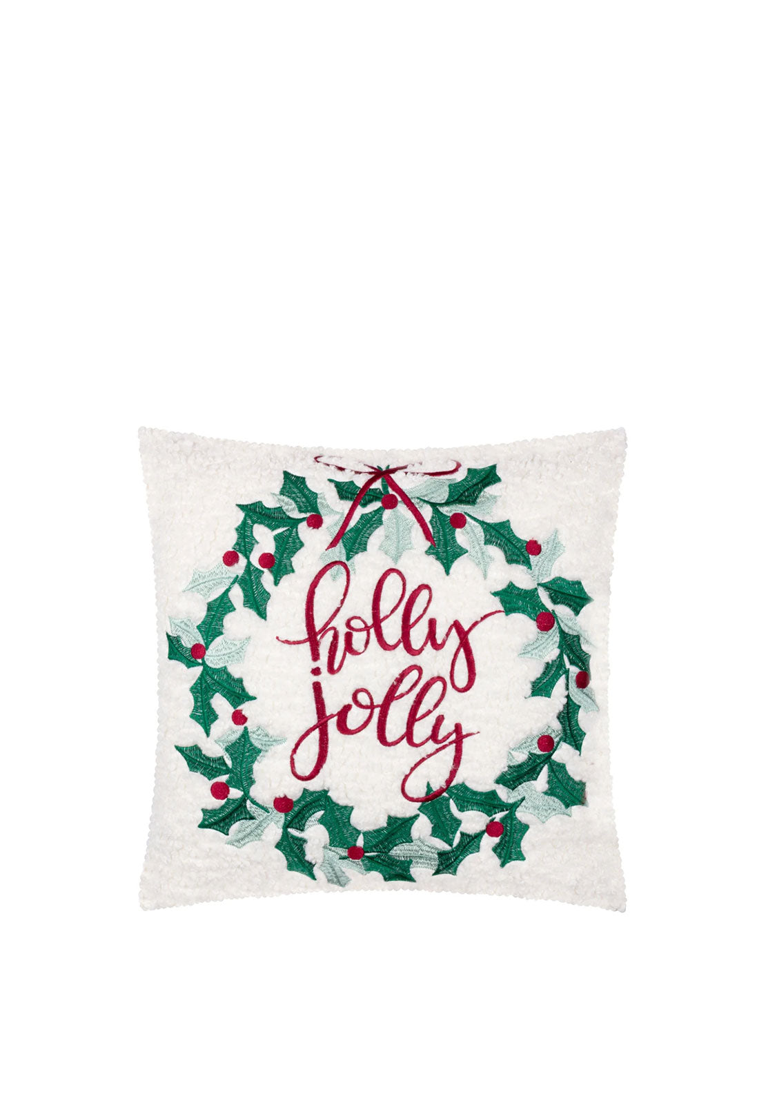 HOLLY WREATH  45 X 45 FEATHER CUSHION MULTI