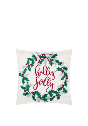 HOLLY WREATH  45 X 45 FEATHER CUSHION MULTI