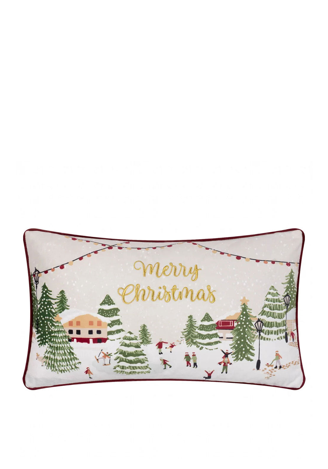 JOY TO ALL EMBROIDERED VELVET CUSHION