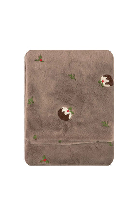 FESTIVE PUDDING  FAUX FUR THROW