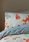 Fusion Foraging Fox Brushed Cotton Duvet Cover Set, Natural
