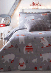 Fusion Polar Bear Print Christmas Duvet Cover Set, Grey