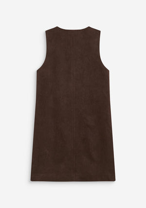 Grace & Mila Sleeveless Faux Suede Pinafore Dress, Brown