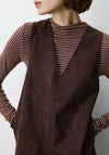 Grace & Mila Sleeveless Faux Suede Pinafore, Brown
