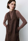 Grace & Mila Sleeveless Faux Suede Pinafore, Brown
