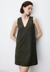 Grace & Mila Sleeveless Faux Suede Pinafore Dress, Green