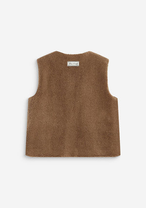 Grace & Mila Textured Open Gilet, Taupe