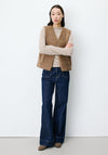 Grace & Mila Textured Open Gilet, Taupe