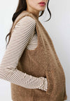 Grace & Mila Textured Open Gilet, Taupe