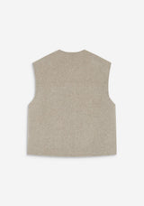 Grace & Mila Sleeveless Wool Jacket, Stone Grey