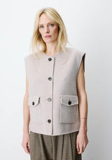 Grace & Mila Sleeveless Wool Jacket, Stone Grey