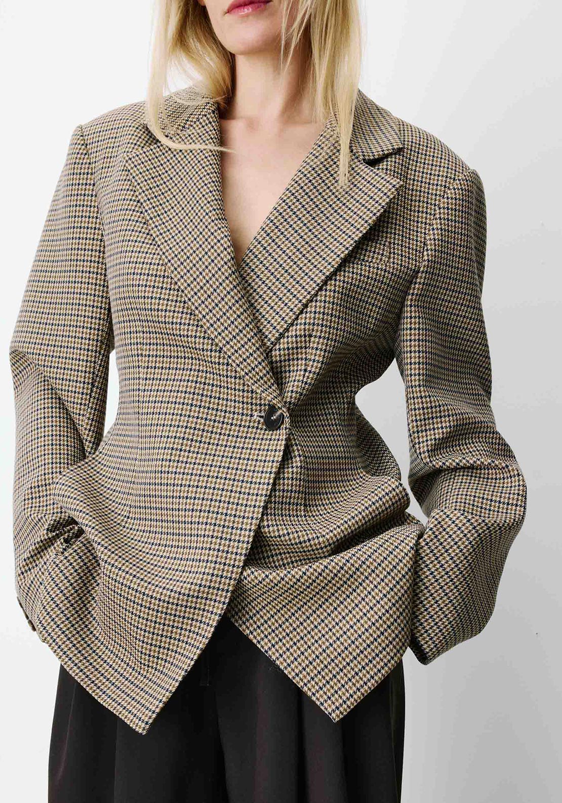 Grace & Mila Checked Blazer, Beige Multi