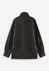 Grace & Mila Funnel Neck Faux Leather Jacket, Chocolate Brown