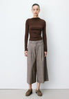 Grace & Mila Plaid Print Cropped Wide Leg Trousers, Beige