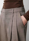 Grace & Mila Plaid Print Cropped Wide Leg Trousers, Beige