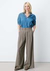 Grace & Mila Checked Wide Leg Trousers, Beige Multi