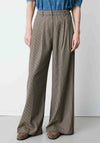 Grace & Mila Checked Wide Leg Trousers, Beige Multi