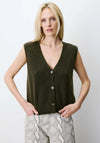Grace & Mila Nars Sleeveless Knit Cardigan, Khaki Green