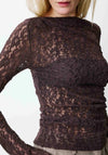 Grace & Mila Avoine Long Sleeve Lace Top, Brown