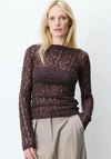 Grace & Mila Avoine Long Sleeve Lace Top, Brown