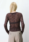 Grace & Mila Avoine Long Sleeve Lace Top, Brown
