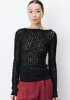 Grace & Mila Avoine Long Sleeve Lace Top, Black