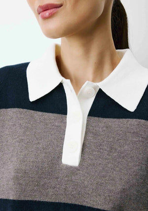 Grace & Mila Astre Knitted Polo Shirt, Navy
