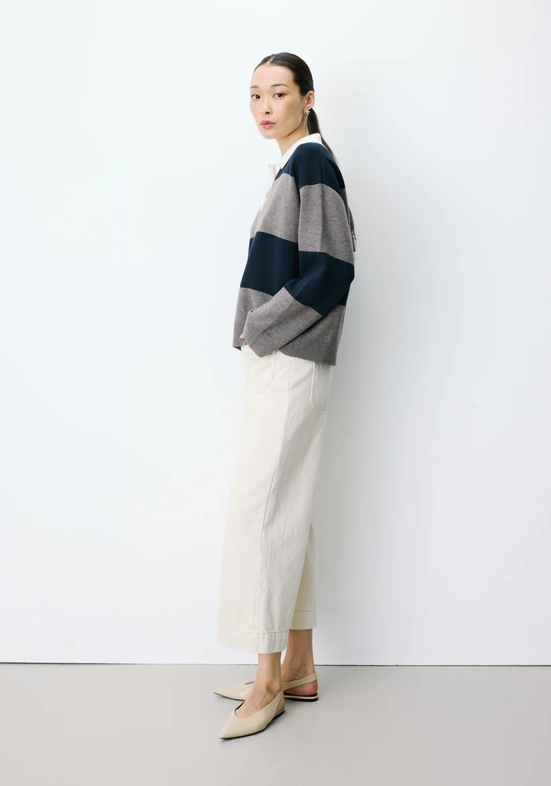 Grace & Mila Astre Knitted Polo Shirt, Navy