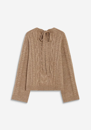 Grace & Mila Textured Knitted Jumper, Light Taupe
