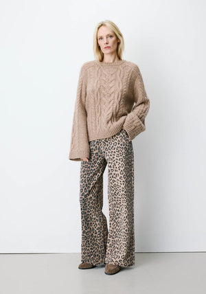 Grace & Mila Textured Knitted Jumper, Light Taupe