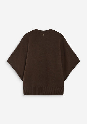 Grace & Mila Ribbed Round Neck Jumper, Chocolate Brown