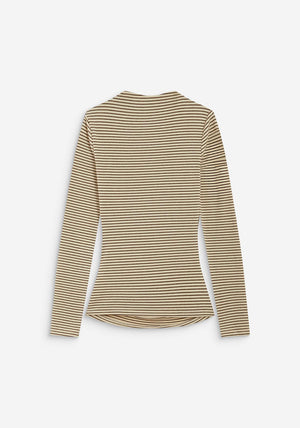 Grace & Mila Striped with Ruched Waist Top, Cream Multi