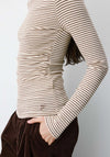 Grace & Mila Striped with Ruched Waist Top, Cream Multi