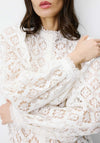 Grace & Mila Anita Lace with Button Closure Blouse, Cream