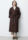 Grace & Mila Faux Suede Longline Trench Coat, Brown