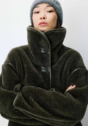 Grace & Mila Amelio Faux Fur Coat, Green
